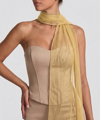 Velina Noir Lucent Veil Scarf in butter gold – scarf product photo