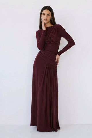 Amara Draped Gown – Bordeaux
