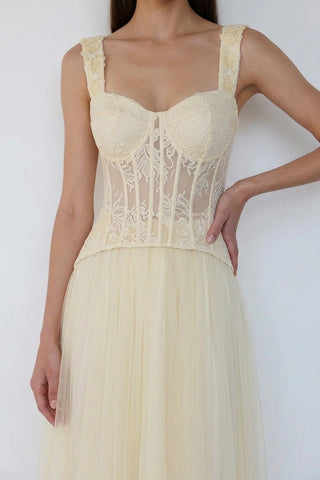 Celeste Romantic Corseted Dress – Buttercream Glow