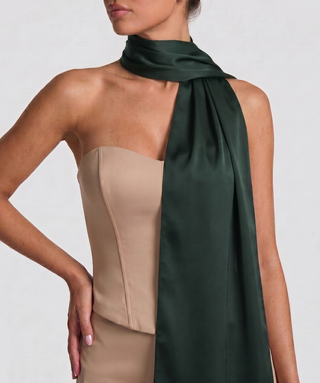 Velina Noir Lustre Wrap Scarf in deep forest – scarf product photo