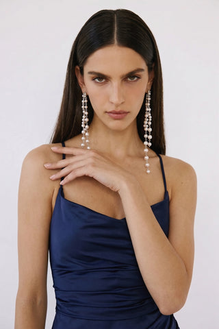 Solène Cascade Gown – Navy Blue