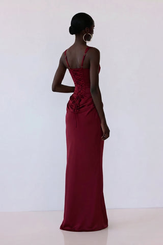 Nocturne Corset Gown – Burgundy Red