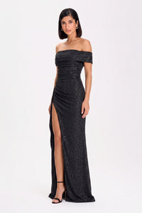 Marceline Slit Gown – Black Sparkle