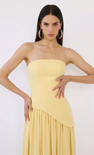 Calanthe Sculpted Scarf Gown – Soleil Yellow