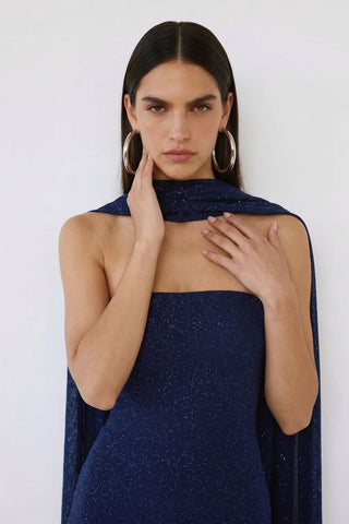 Elowen Scarf Gown – Navy Sparkle