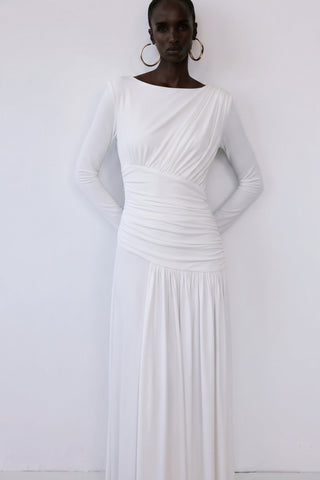Amara Draped Gown – Ivory