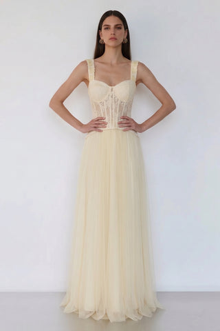 Celeste Romantic Corseted Dress – Buttercream Glow