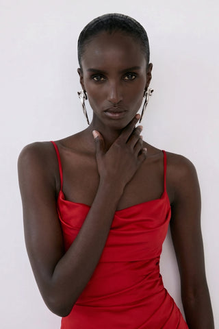 Solène Cascade Gown – Crimson Red