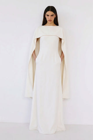 Noura Cape Dress – Ivory Grace