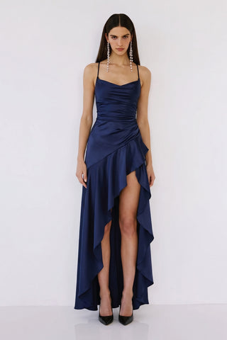Solène Cascade Gown – Navy Blue