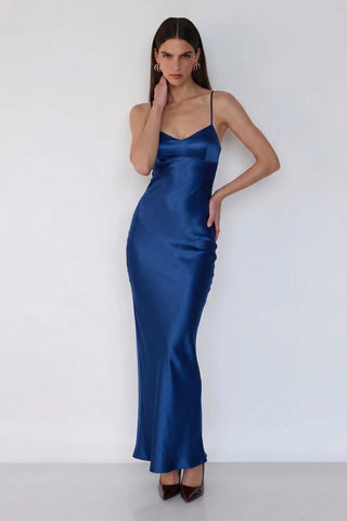 Seraphina Satin Gown – Midnight Sapphire