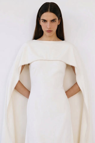 Noura Cape Dress – Ivory Grace