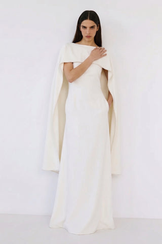 Noura Cape Dress – Ivory Grace