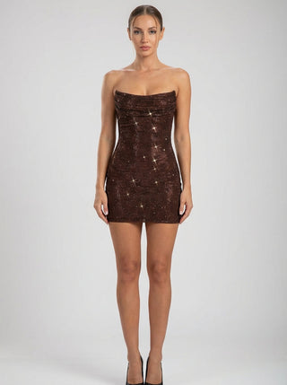 Velina Noir Aurelia Spark Mini in brown – mini dress product photo