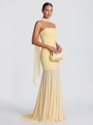 Velina Noir Aurelia Veil Gown in lemon yellow – gown product photo