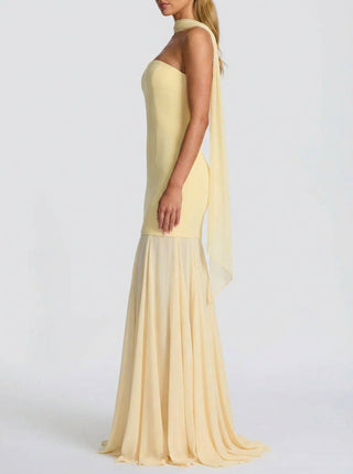 Aurelia Veil Gown – Lemon Yellow