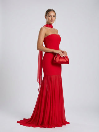 Velina Noir Aurelia Veil Gown in red – gown product photo
