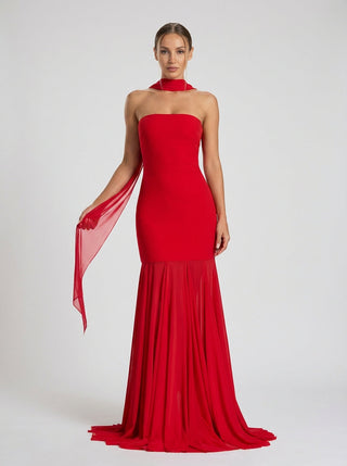 Aurelia Veil Gown – Red