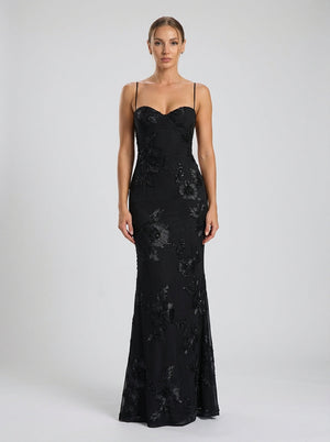Florentia Floral Gown – Noir Blossom