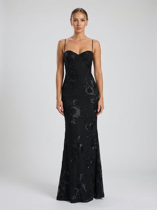 Velina Noir Florentia Floral Gown in noir blossom – gown product photo