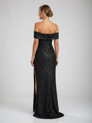 Marceline Slit Gown – Black Sparkle