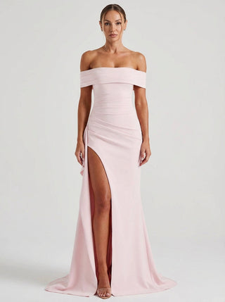 Velina Noir Marceline Slit Gown in blush pink – gown product photo