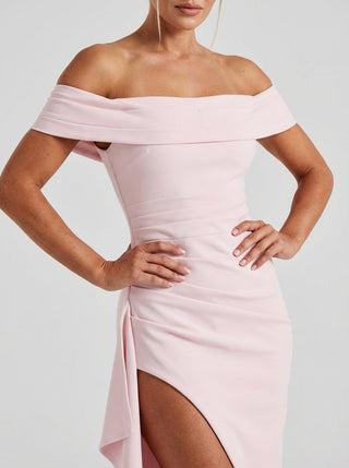 Marceline Slit Gown – Blush Pink