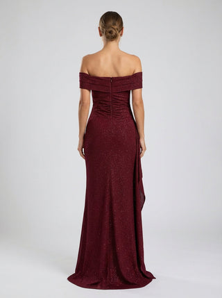Marceline Slit Gown – Deep Wine Sparkle