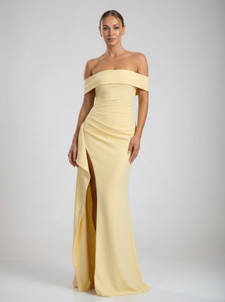 Velina Noir Marceline Slit Gown in lemon yellow – gown product photo