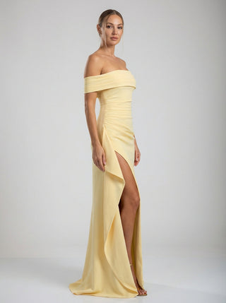 Marceline Slit Gown – Lemon Yellow