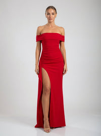 Marceline Slit Gown – Crimson Flame