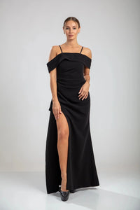 Marceline Slit Gown – Black