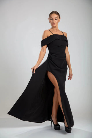 Marceline Slit Gown – Black