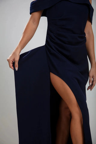 Marceline Slit Gown – Navy Blue