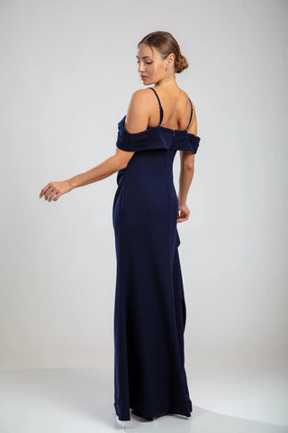 Marceline Slit Gown – Navy Blue