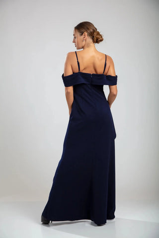 Marceline Slit Gown – Navy Blue