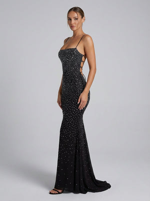 Noctyra Crystal Gown – Black