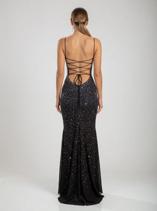 Noctyra Crystal Gown – Black