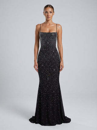 Noctyra Crystal Gown – Black