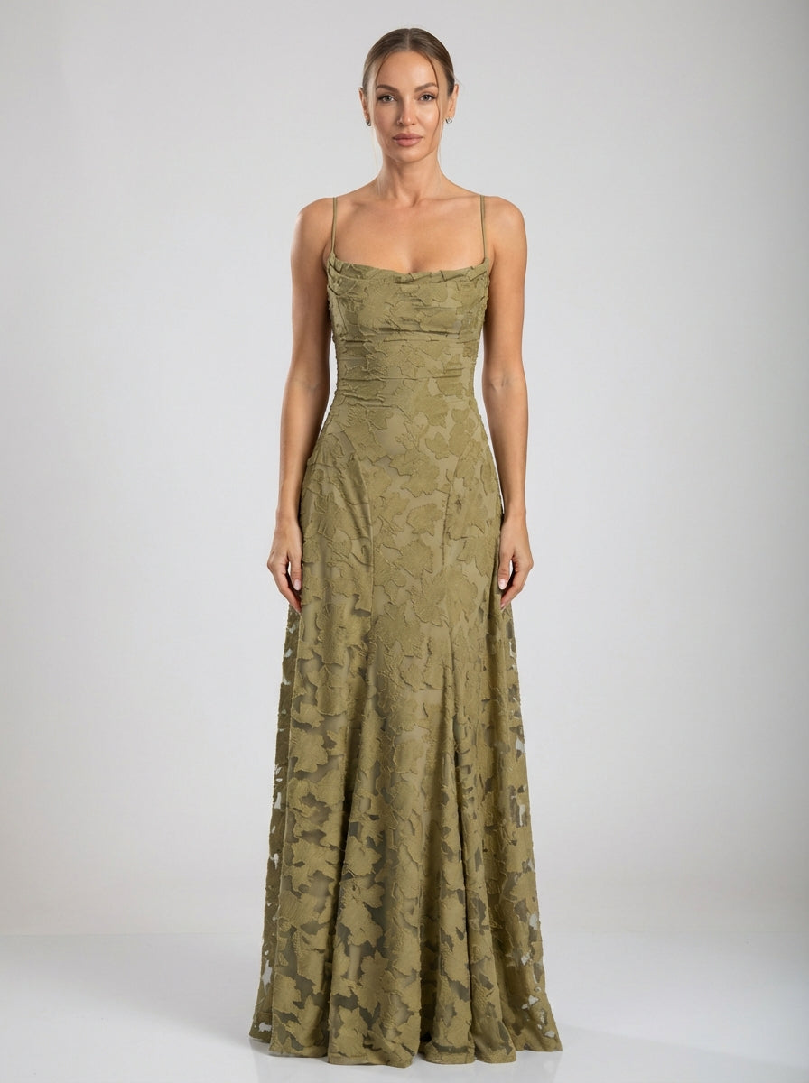 Roselle Gown – Olive Green