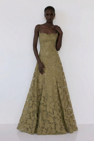 Roselle Gown – Olive Green