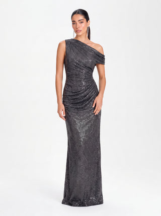 Velina Noir Aurex Gown in obsidian black – gown product photo
