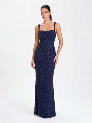 Velina Noir Alessia Gown in midnight navy – gown product photo