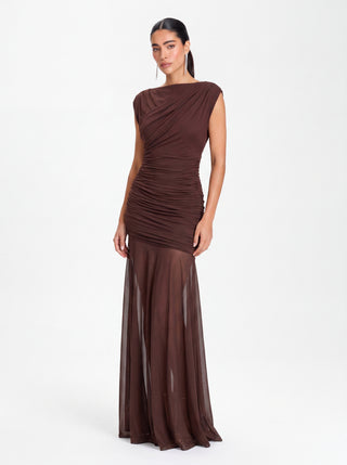 Velina Noir Aurelian Gown in brown – gown product photo