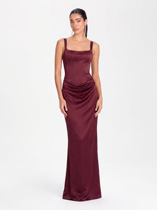 Nocturne Corset Gown – Burgundy Red