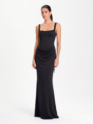 Velina Noir Nocturne Corset Gown in midnight black – gown product photo