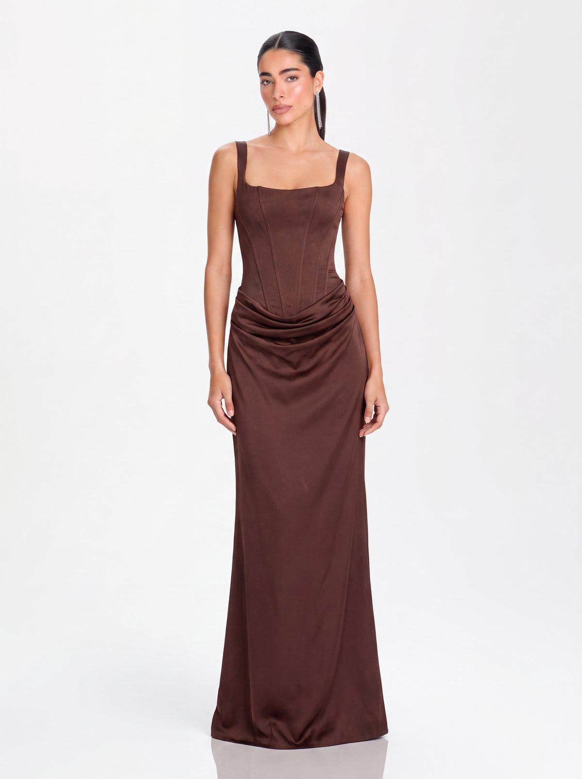 Velina Noir Nocturne Corset Gown in mocha eclipse – gown product photo