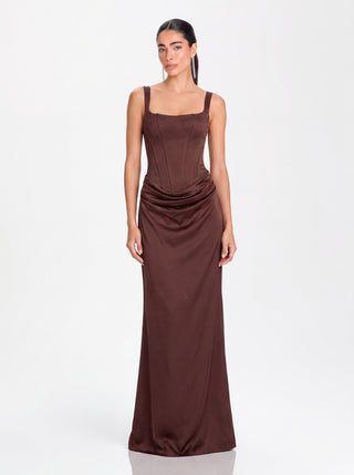 Velina Noir Nocturne Corset Gown in mocha eclipse – gown product photo