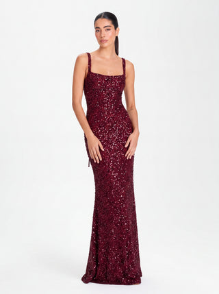 Velina Noir Alessia Gown in burgundy – gown product photo