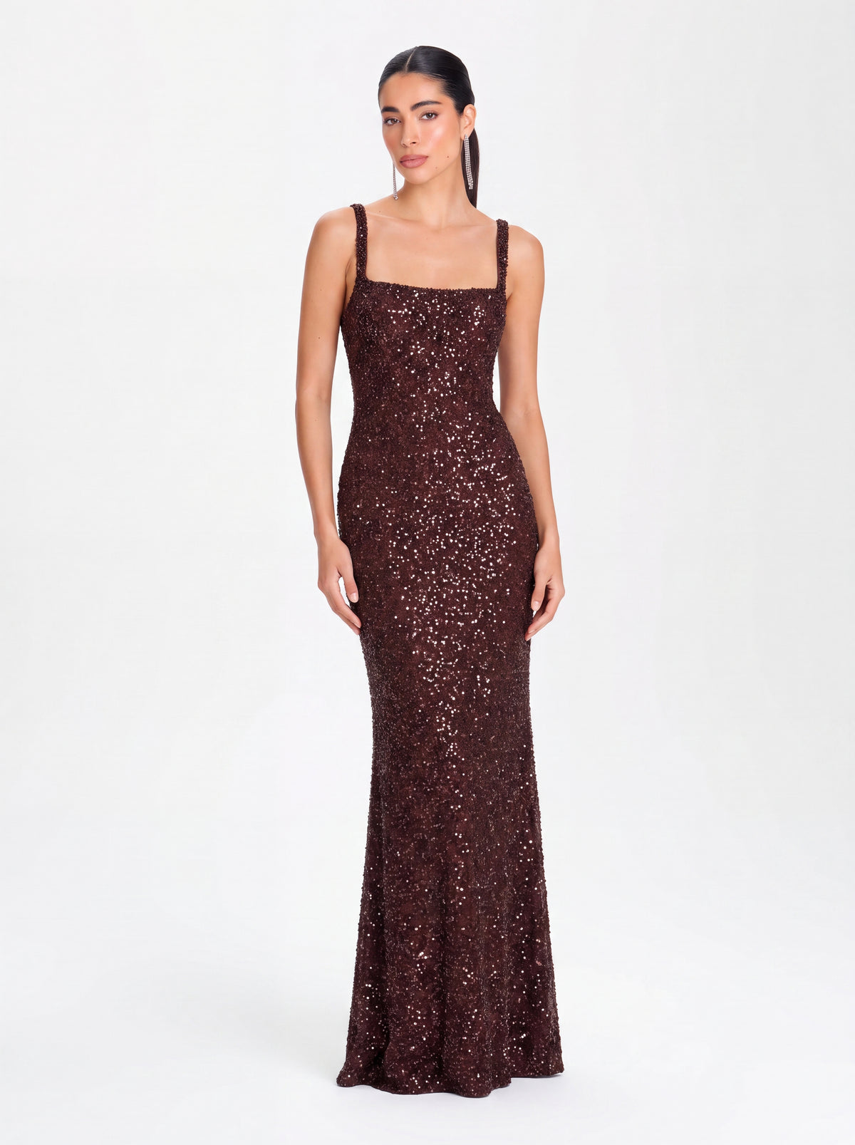 Velina Noir Alessia Gown in plum brown – gown product photo